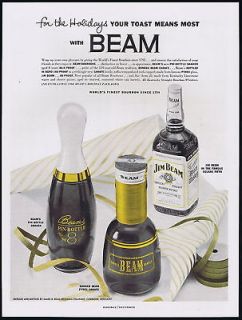 1954 Jim Beam Bourbon Pin Bottle Carafe Print Ad