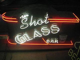 Vintage 1970s THE SHOT GLASS BAR Neon sign Beautiful Design / Great 