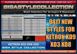 9400 NEW Styles for KETRON XD3 XD8 XD9 XD + PC Style Player on USB 