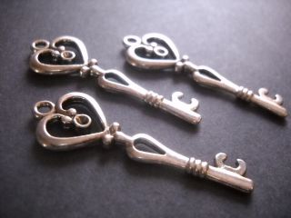 Heart Key Pendants Charms Silver ​Skeleton Keys Bulk Skeleton Keys 