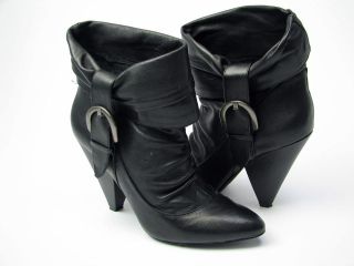 JESSICA SIMPSON Hazell Black Leather Ankle Booties w/Side Buckle 
