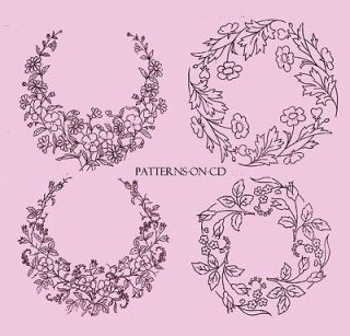 Old Hand Embroidery designs patterns on CD for handkerchief doily 
