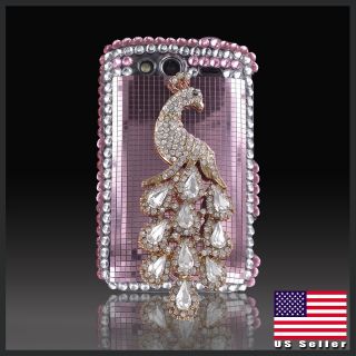   Silver Peacock Pink bling rhinestone case cover HTC Wildfire S 2 G13
