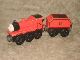 RARE Thomas Wooden Railway 1992 James and Tender Flat Magnets Staples