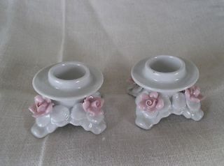 Beautiful Pair(2) Dresden China Candle Holders *marked and numbered 
