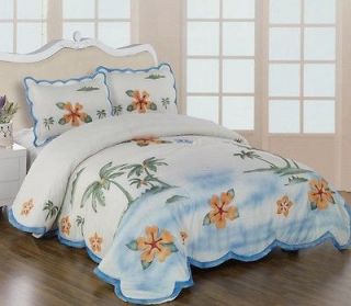 3D Palm Tree Hibiscus Comforter/Bedspread/Quilt Queen with Shams