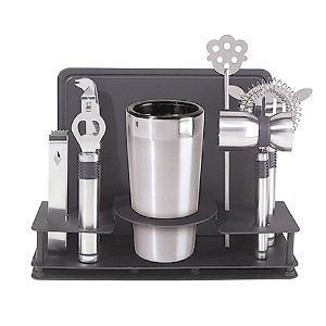 New Oggi Pro Stainless Stee​l 10 Piece Cocktail Shaker and Bar Tool 