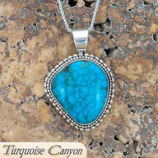 Navajo Native American Kingman Turquoise Pendant Necklace by Willie 