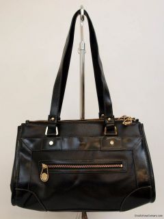 ISAAC MIZRAHI LIVE LEATHER TRIPLE ENTRY SATCHEL BLACK NEW ONLY ONE 