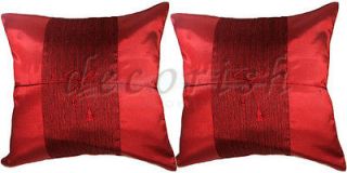 2x RED Silk Sofa Couch Bed Decorative Throw Pillowcases 16x16 Cushion 