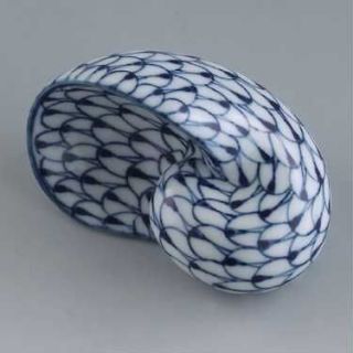 Andrea by Sadek Blue White Handpainted Porcelain Fishnet Nautilus SEA 