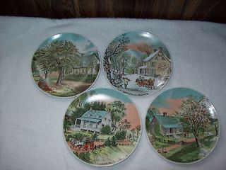 Vintage Currier & Ives set of 4 Plates (all seasons) 6 1/2 inches