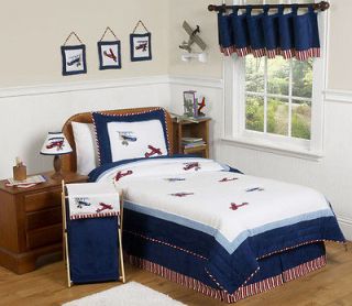 AIRPLANE VINTAGE PLANES KIDS TWIN SIZE BED BEDDING COMFORTER SET FOR 