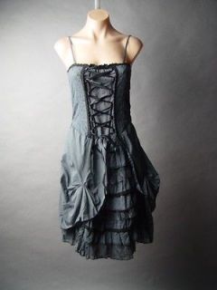   Victorian Ball Gown Goth Belle Saloon Corset Petticoat Bustle Dress L