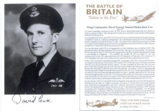 STTF15 BoB RAF WWII WW2 Spitfire Battle of Britain Ace COX DFC hand 