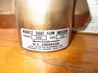 DWYER W.E. ANDERSON SFI 300 1/2 SIGHT FLOW INDICATOR, New 12004 03