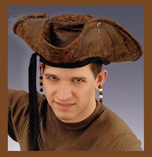 tricorn pirate hat swashbuckler old faux leather halloween costume 
