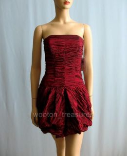 Jessica McClintock Ruby Red Strapless Party Dress Bubble Hem 4 XS $130