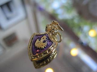 Joan Rivers Enamel Shield Pendant Charms   Purple Gold Crown Phoenix 