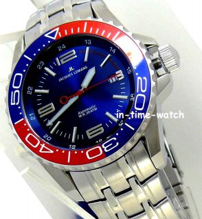 JACQUES LEMANS AUTOMATIC SOLID STEEL 1 1353F 200M WR RETAIL $360 SAVE 