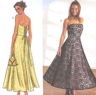 Misses Lined Tea Length Dress Sewing Pattern Boned Loops Lacing 