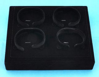 new style high quality 6*19*16cm black velvet display holder for four 