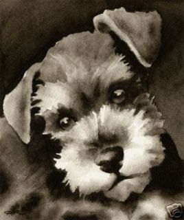 MINIATURE SCHNAUZER PUPPY Dog ART Signed by Artist DJR