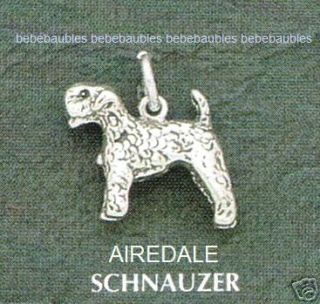 sterling silver schnauzer airedale dog charm puppy 3d one day