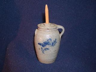 Vintage Rowe/Wisconsin Pottery Blue Bird Miniature Butter Churn