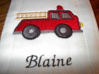 personalized fire truck baby burp cloth diaper 