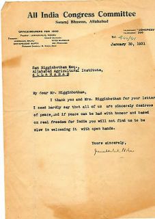 1931 JAWAHARLAL NEHRU, First Prime Minister of India, Letter