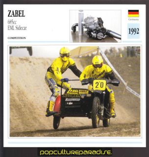 1992 ZABEL 685cc EML Sidecar MOTORCYCLE Picture CARD