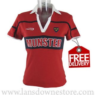 Ladies Red MUNSTER with crest Rugby Polo Shirt   R4008   FREE 