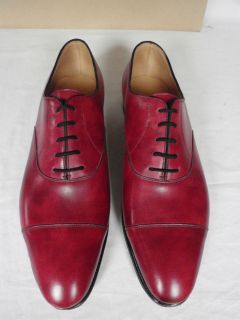JOHN LOBB CITY II Red Museum Calf Leather Oxford Cap Toe Lace Up Shoes 