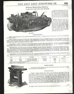 1925 AD American Woodworking Machines Bench Jointer Barnes Electric 