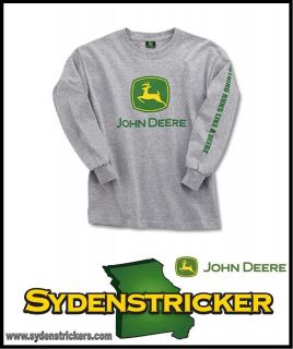 NEW John Deere Youth L/S Trademark T Shirt in Grey