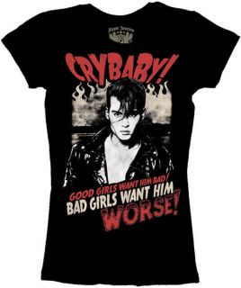 New~Cry Baby~Good Girls Want Him Bad~Junior Shirt~Johnny Depp Movie
