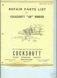 Cockshutt 6B grain Binder horsedrawn parts book