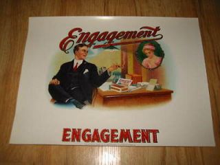 Old ENGAGEMENT Inner Cigar Box Label   Woman & RING