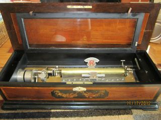 Nicole Freres Antique Cylinder Music Box, Swiss Made, Large, Rare