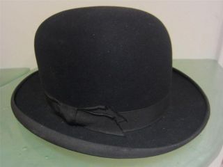Mens Black Brooks Brothers Tall DERBY Bowler Vintage HAT Made England 