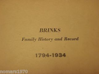 Brinks Family History & Record   29 Page Book RARE ESTATE FIND