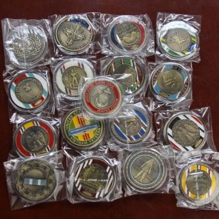 Lot of 17 / USAF ARMY USMC / Military Challenge Coins /S539