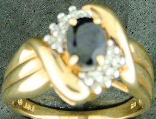 Diamond 1/4 CARAT Plus Minus saphire 10KT Solid Gold L Ring Below 