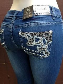 NWT Dont Miss LAS Crystal Sexy Leopard Rhinestone Skinny Jeans 5/27 