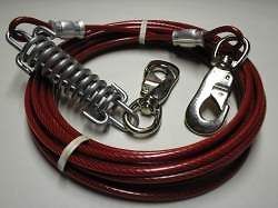 20 Foot Large Dog Tie Out Cable Leash with heavy duty hooks and spring