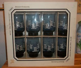   Set of 8 Libbey Owls Signed M. Dia Rocks Juice Glasses in Box RARE