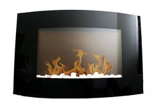 NEW Fuel Gel Curved Wall Mounted Fireplace Artificial Logs Stainless 
