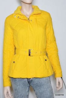 New Lauren by Ralph Lauren Quilted Jacket Parka Belted Coat Top ~Mango 