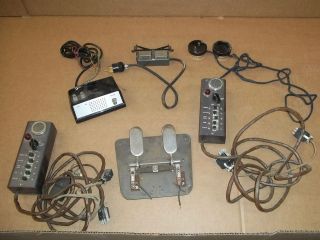 Vintage Morse Code telegraph machine w/ speakers / control accessories